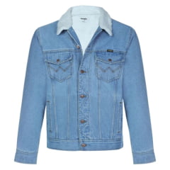 Jaqueta Masculina Wrangler Jeans Com Colete e Gola De Pelo Lavagem Clara Ref. WM9787