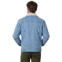 Jaqueta Masculina Wrangler Jeans Com Colete e Gola De Pelo Lavagem Clara Ref. WM9787