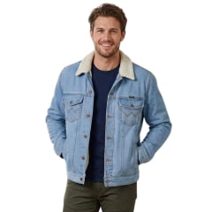 Jaqueta Masculina Wrangler Jeans Com Colete e Gola De Pelo Lavagem Clara Ref. WM9787 Jaqueta Masculina Wrangler Jeans Com Colete e Gola De Pelo Lavagem Clara Ref. WM9787