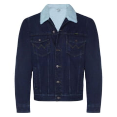 Jaqueta Masculina Wrangler Jeans Com Colete e Gola De Pelo Lavagem Escura Ref. WM9786