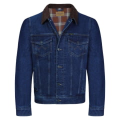 Jaqueta Masculina Wrangler Jeans Com Forro Flanela Lavagem Média Ref. WM9788