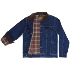 Jaqueta Masculina Wrangler Jeans Com Forro Flanela Lavagem Média Ref. WM9788