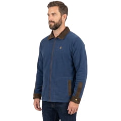 Jaqueta Masculina Santa Fé Soft Azul Marinho Zíper Detalhes Marrom Veludo Ref:01