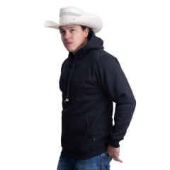 Moletom Masculino Texas Farm Com Capuz Modelo Canguru Preto Com Logo Bordado EUA Em Preto Ref:MT144