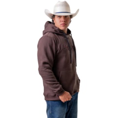 Moletom Masculino Texas Farm Modelo Canguru Capuz Marrom Logo Marrom Ref:MT144
