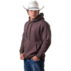 Moletom Masculino Texas Farm Modelo Canguru Capuz Marrom Logo Marrom Ref:MT144