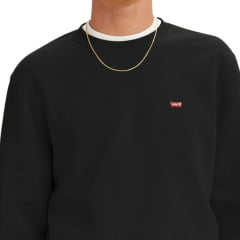 Moletom Masculino Levi's Careca Preto Com Logo Pequeno Vermelho Ref:LB 0040089