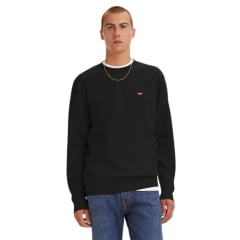 Moletom Masculino Levi's Careca Preto Com Logo Pequeno Vermelho Ref:LB 0040089