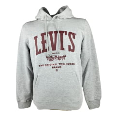 Moletom Masculino Levi's Cinza Claro Mescla Estampado Logo Vinho Ref:LB004092