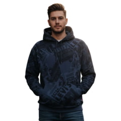 Moletom Masculino Levi's Modelo Canguru Azul Marinho Estampado - Ref: 0065