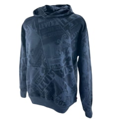 Moletom Masculino Levi's Modelo Canguru Azul Marinho Estampado - Ref: 0065