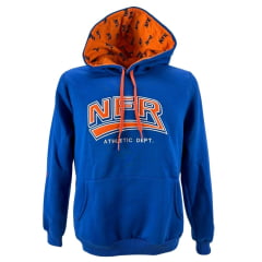 Moletom Masculino NFR Azul Royal Modelo Canguru Com Logo em Laranja Ref.MP043