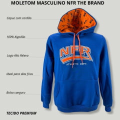 Moletom Masculino NFR Azul Royal Modelo Canguru Com Logo em Laranja Ref.MP043