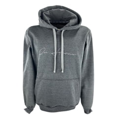 Moletom Masculino Ox Horns Com Capuz Chumbo Com Logo Cinza Ref: 4165