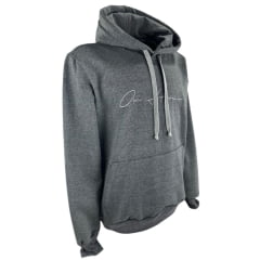 Moletom Masculino Ox Horns Com Capuz Chumbo Com Logo Cinza Ref: 4165