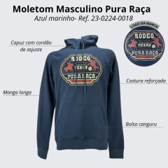 Moletom Masculino Pura Raça Modelo Canguru Azul Marinho Raglan Rodeo American Tradition - Ref.23-0224-0018