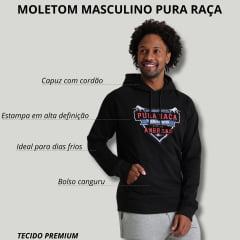 Moletom Masculino Pura Raça Modelo Canguru Preto Raglan Texas Cowboys - Ref. 23-0224-0005