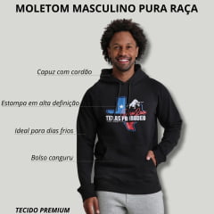 Moletom Masculino Pura Raça Modelo Canguru Preto Raglan Texas Prorodeio - Ref. 23-0224-0010