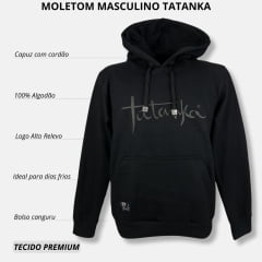 Moletom Masculino Tatanka Preto Modelo Canguru Com Logo em Preto Raízes Profundas Ref.2609