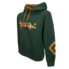 Moletom Masculino Tatanka Verde Escuro Modelo Canguru Com Logo Laranja Raízes Profundas Ref.2597