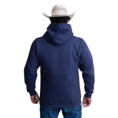 Moletom Masculino Texas Farm Alliance Com Capuz Modelo Canguru Azul Marinho Logo Branco Ref:MT137