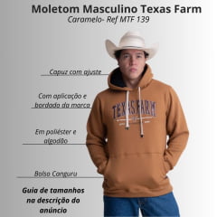 Moletom Masculino Texas Farm Alliance Com Capuz Modelo Canguru Caramelo Logo Marrom Ref:MT139