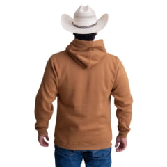 Moletom Masculino Texas Farm Alliance Com Capuz Modelo Canguru Caramelo Logo Marrom Ref:MT139