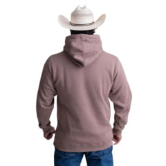 Moletom Masculino Texas Farm Alliance Com Capuz Modelo Canguru Marrom Logo Branco Ref:MT137