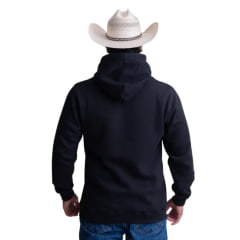 Moletom Masculino Texas Farm Alliance Com Capuz Modelo Canguru Preto Logo Branco Ref:MT137