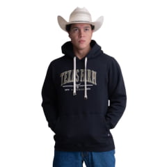 Moletom Masculino Texas Farm Alliance Com Capuz Modelo Canguru Preto Logo Verde Ref:MT139