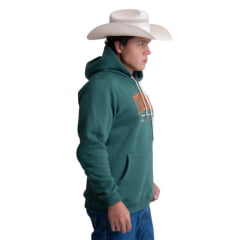 Moletom Masculino Texas Farm Alliance Com Capuz Modelo Canguru Verde Bandeira Logo Caramelo Ref:MT139