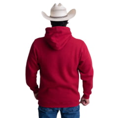 Moletom Masculino Texas Farm Alliance Com Capuz Modelo Canguru Vermelho Bordô Logo Bege Ref:MT137