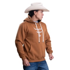 Moletom Masculino Texas Farm Bolso Canguru Com Capuz Caramelo Logo Off White Ref:MT056