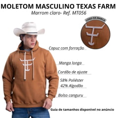 Moletom Masculino Texas Farm Bolso Canguru Com Capuz Caramelo Logo Off White Ref:MT056