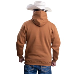 Moletom Masculino Texas Farm Bolso Canguru Com Capuz Caramelo Logo Off White Ref:MT056