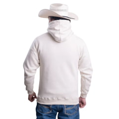 Moletom Masculino Texas Farm Bolso Canguru Com Capuz Off White Com Logo Caqui Ref:MT056