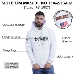 Moletom Masculino Texas Farm Canguru Branco Logo Camaflada R: MT076