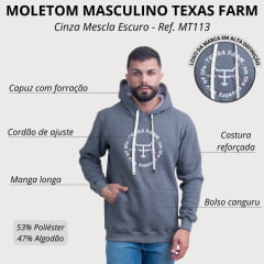 Moletom Masculino Texas Farm Canguru Cinza Mescla Logo Destination R: MT113