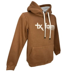 Moletom Masculino Texas Farm Caramelo Modelo Canguru Com Logo Em Bege Ref.MT036