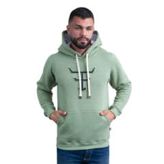 Moletom Masculino Texas Farm Com Capuz Modelo Canguru Verde Menta Com Logo Verde Escuro Ref:MT056