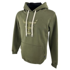 Moletom Masculino Texas Farm com Capuz Modelo Canguru Verde Musgo Ref: MT087