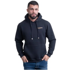 Moletom Masculino Texas Farm Modelo Canguru Capuz Preto Logo - Caramelo - Ref: MT135