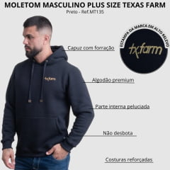 Moletom Masculino Texas Farm Modelo Canguru Capuz Preto Logo - Caramelo - Ref: MT135