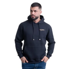 Moletom Masculino Texas Farm Modelo Canguru Capuz Preto Logo - Caramelo - Ref: MT135
