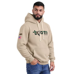 Moletom Masculino Texas Farm Canguru Capuz Bege Areia Logo Mesclada Ref:MT076
