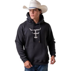 Moletom Masculino Texas Farm Canguru Capuz Preto Logo Off White Ref:MT056 Moletom Masculino Texas Farm Canguru Capuz Preto Logo Off White Ref:MT056