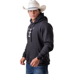 Moletom Masculino Texas Farm Canguru Capuz Preto Logo Off White Ref:MT056