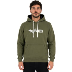 Moletom Masculino Texas Farm Canguru Capuz Verde Musgo Logo Off White Ref:MT036 Moletom Masculino Texas Farm Canguru Capuz Verde Musgo Logo Off White Ref:MT036