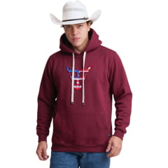 Moletom Masculino Texas Farm Canguru Capuz Vermelho Vinho Logo Fundo Bandeira E.U.A Ref:MT087 Moletom Masculino Texas Farm Canguru Capuz Vermelho Vinho Logo Fundo Bandeira E.U.A Ref:MT087