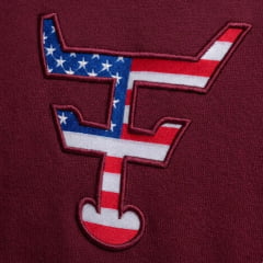 Moletom Masculino Texas Farm Canguru Capuz Vermelho Vinho Logo Fundo Bandeira E.U.A Ref:MT087